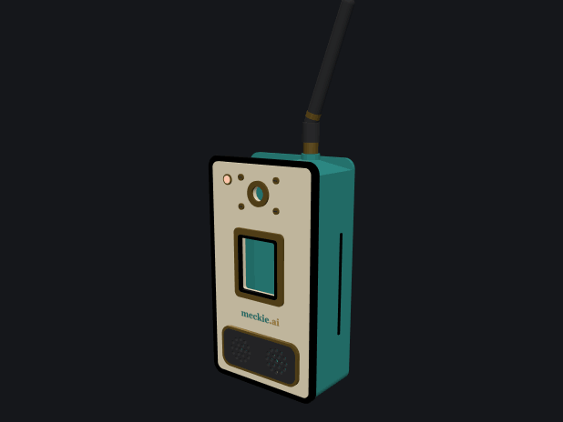 A Handset, a handheld Meckie companion with a face and a camera